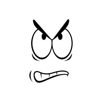 Grumpy irate smiley isolated angry emoticon Stock Illustration