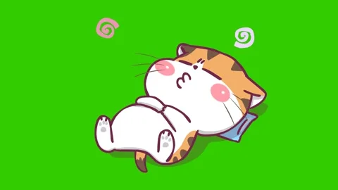 Grumpy Kitten Animation - Green Screen Background Stock Footage 282780484