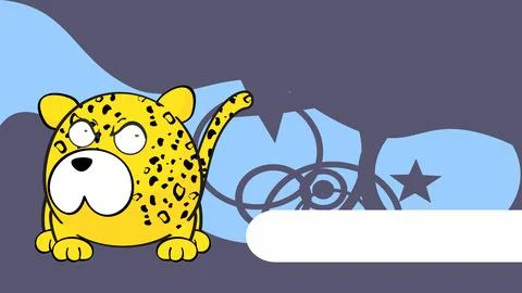 Grumpy leopard cartoon ball style illustration expression background Stock Illustration
