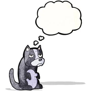 Grumpy little dog with thought bubble 스톡 일러스트