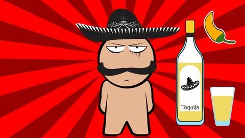 Grumpy mexican kid cartoon background Stock Illustration