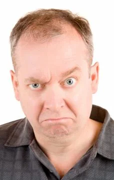 Grumpy middle aged man Stock Photos