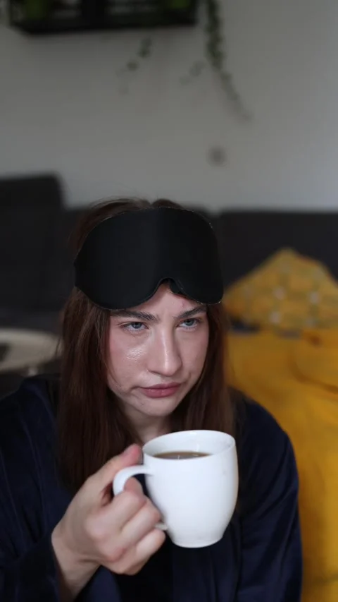 Grumpy morning mood before the first cup of coffee Stock-Footage 340087493