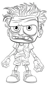 Grumpy Old Man Cartoon Character Outline Illustrazione stock