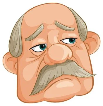 Grumpy Old Man Cartoon Character Illustrazione stock