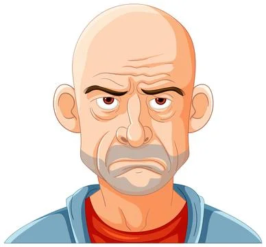 Grumpy Old Man Cartoon Character Illustrazione stock