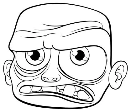 Grumpy Old Man Cartoon Illustration Outline Stock Illustration