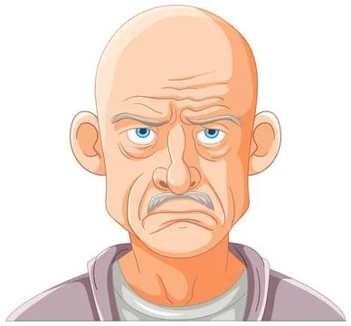Grumpy Old Man Cartoon Illustration Illustrazione stock