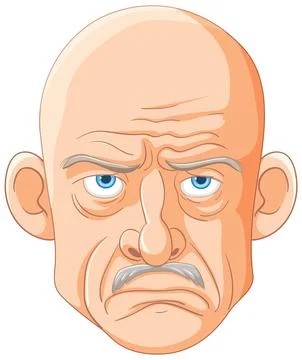 Grumpy Old Man Cartoon Illustration Illustrazione stock