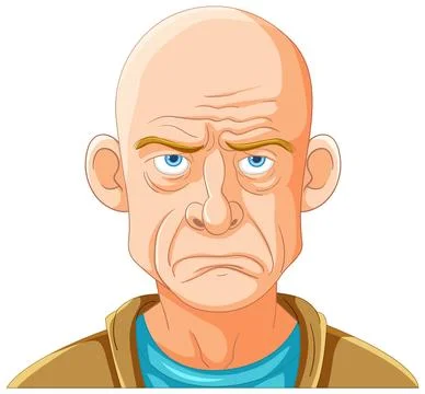 Grumpy Old Man Cartoon Illustration Illustrazione stock