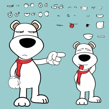 Grumpy polar bear character cartoon Stock Illustration
