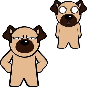Grumpy pug dog character cartoon Stock Illustration