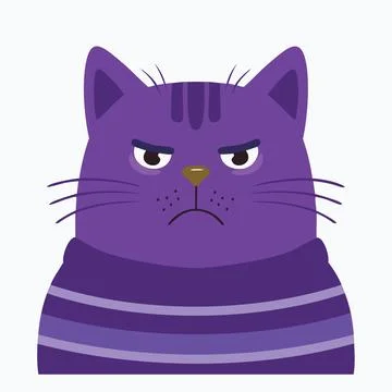 Grumpy purple cat cartoon illustration. This adorable cartoon illustration .. Stock-Illustration