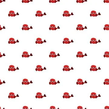 Grumpy red cartoon fish seamless aquatic pattern Stock Illustration