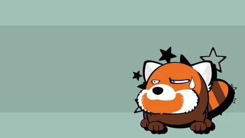 Grumpy red panda ball style character carton background Stock Illustration