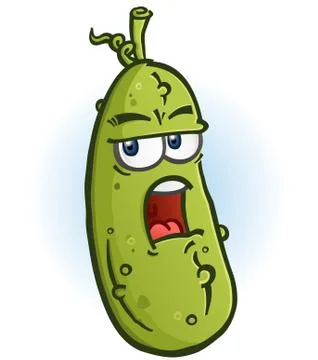 Grumpy Sarcastic Pickle Cartoon Character Stock Illustration