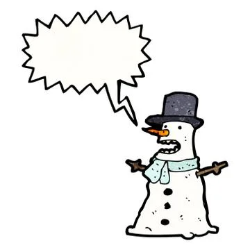 Grumpy snowman cartoon Stock Illustration