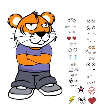 Grumpy tiger toon pack Stock Illustration