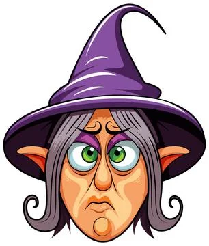 A grumpy witch cartoon character Stock Illustration