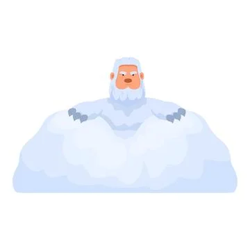 Grumpy yeti hiding behind snowdrift, winter creature resting in snow Stock Illustration