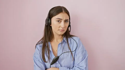 Grumpy young hispanic woman looking upset over skeptic thoughts. beautifull.. Stock Footage 272171705