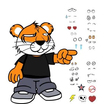 Grumpy young tiger kid cartoon Stock Illustration