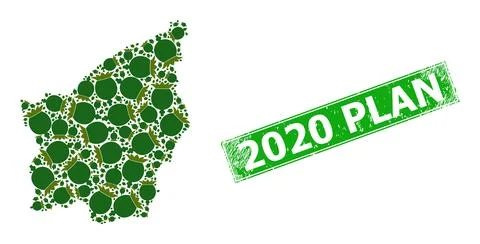 Grunge 2020 Plan Seal and San Marino Map Collage of Poppy Head Icons Stock Illustration