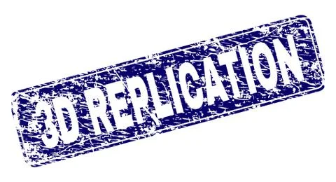Grunge 3D REPLICATION Framed Rounded Rectangle Stamp Stock Illustration
