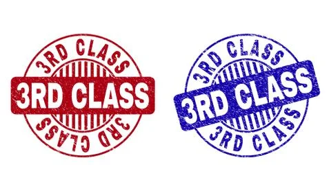 Grunge 3RD CLASS Textured Round Stamp Seals Stock Illustration