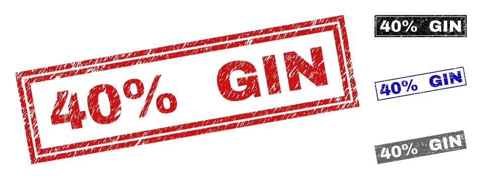 Grunge 40% GIN Textured Rectangle Stamps Stock Illustration