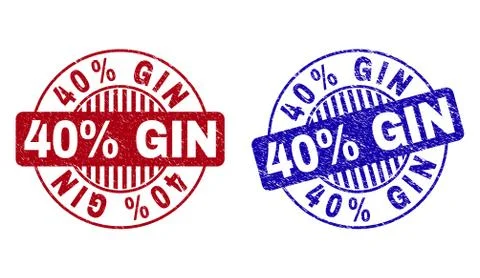 Grunge 40% GIN Textured Round Stamp Seals Stock Illustration