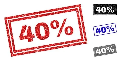 Grunge 40% Textured Rectangle Stamp Seals Stock Illustration