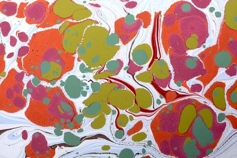 Grunge abstract Ebru marbling texture with messy paint swirls. イラスト素材