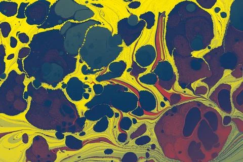 Grunge abstract Ebru marbling texture with messy paint swirls. イラスト素材