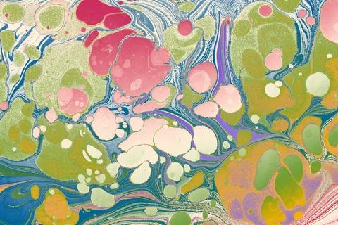 Grunge abstract Ebru marbling texture with messy paint swirls. イラスト素材