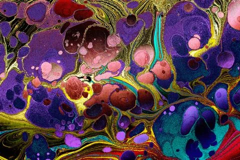 Grunge abstract Ebru marbling texture with messy paint swirls. イラスト素材