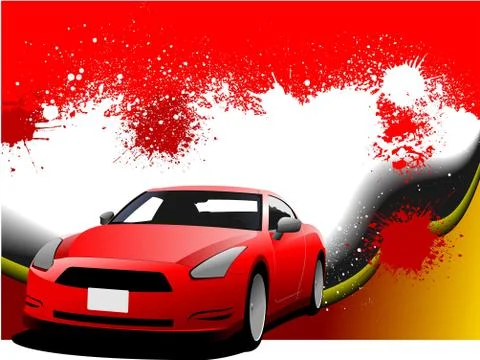 Grunge abstract hi-tech  background with car coupe image. Vector illustration Stock Illustration
