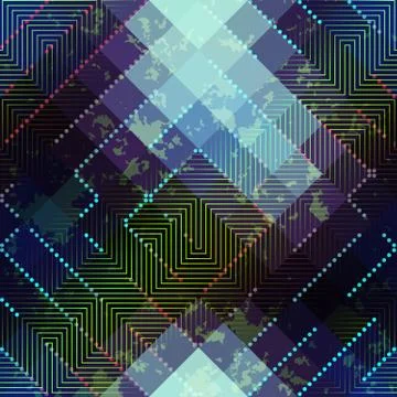 Grunge abstract matrix pattern on blurred background. Stock Illustration