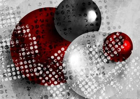 Grunge abstract tech backgroud with 3d geometric spheres Stock Illustration