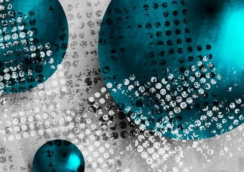 Grunge abstract tech backgroud with 3d geometric spheres Stock Illustration