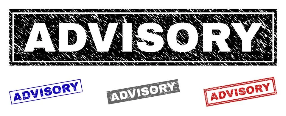 Grunge ADVISORY Textured Rectangle Stamp Seals Stock Illustration