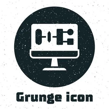 Grunge Algorithm icon isolated on white background. Algorithm symbol design.. Stock Illustration