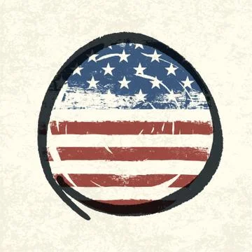 Grunge american flag themed button american flag. vector, eps10 Stock Illustration