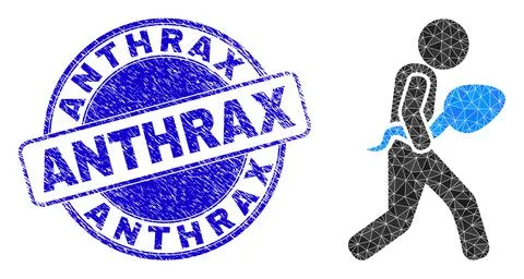 Grunge Anthrax Round Stamp and Sperm Courier Triangle Icon Stock Illustration