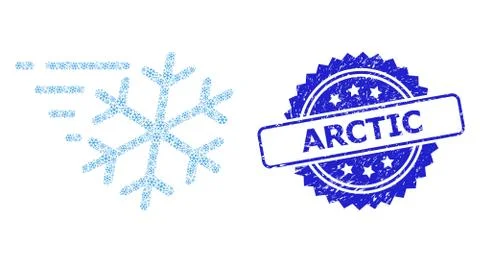 Grunge Arctic Stamp and Recursive Frost Wind Icon Collage Stock Illustration