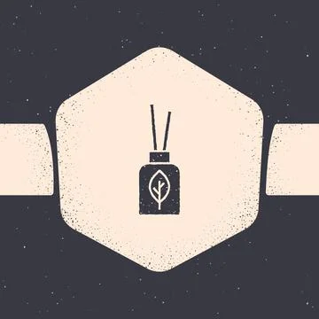 Grunge Aroma diffuser icon isolated on grey background. Glass jar different with Stock Illustration