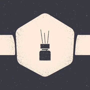 Grunge Aroma diffuser icon isolated on grey background. Glass jar different with Stock Illustration