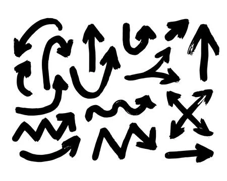 Grunge arrows vector. Brush paint black. Ink brush strokes arrows. Vector design Stock Illustration