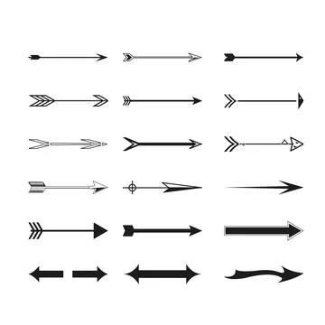 Grunge arrows vector set . Grunge Sketch arrow. Freehand colorful Lines. Dynamic Illustrazione stock