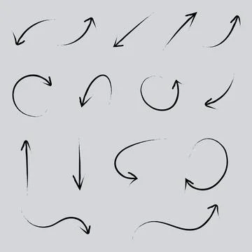 Grunge arrows on white background. Vector hand drawn arrow. Vector illustration Stock Illustration